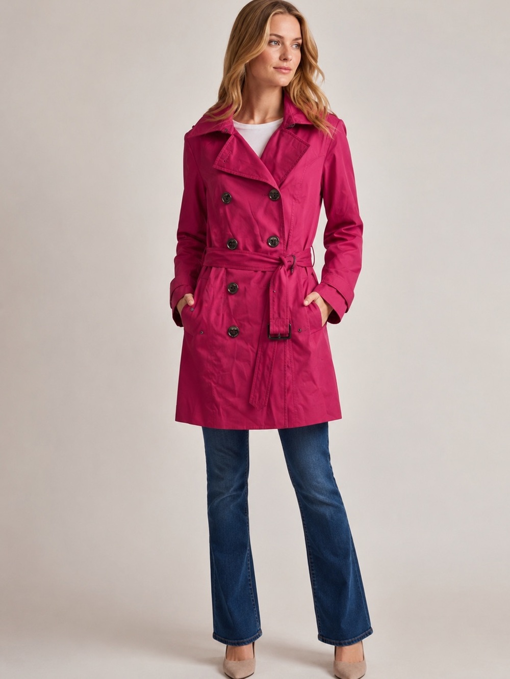 MICHAEL KORS Trench Coat Women’s Large Pink 9620